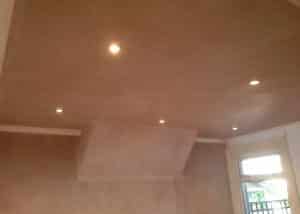 New down lights in new plastered ceiling installed by our electricians in barnet